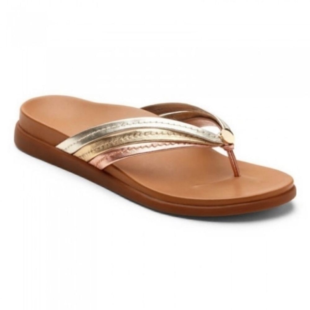 Vionic Orthaheel Palm Catalina Mixed‎ Metallic Gold Silver Rose Gold Sandals 8